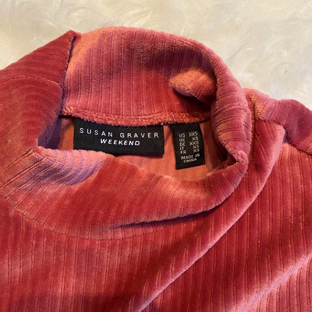 Susan Graver Rusty Rose Velvet Ribbed Shift Dress - Picture 4 of 6